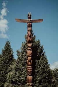 Coast Salish Totem pole - wood colour no paint - BC Fist nations