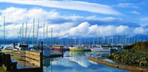 Boat at the Comox Harbour in the Comox Valley - North Vancouver Island BC