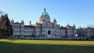 Front of the Legislature - Parliament Buildings in Victoria BC - Inner Harbour