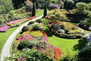 top down photo of the Sunken Garden in Butchart Gardens Victoria BC