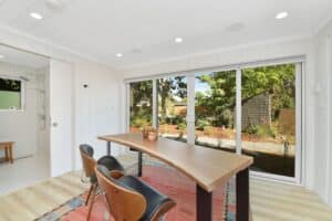 laneway cottage of Bayside Cottage work space with view of the garden