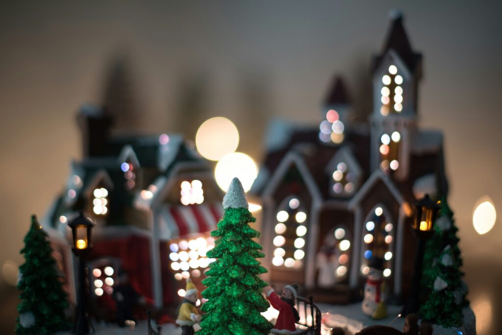 lit gingerbread house