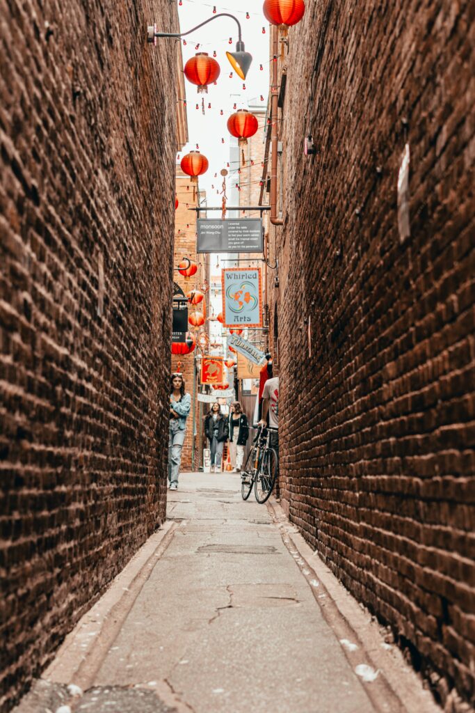 looking down FanTan Alley in Victoria BC