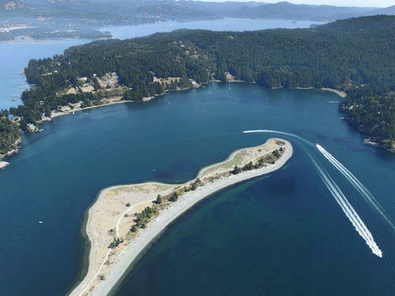aerial view of the sooke basin and Whiffin Spit